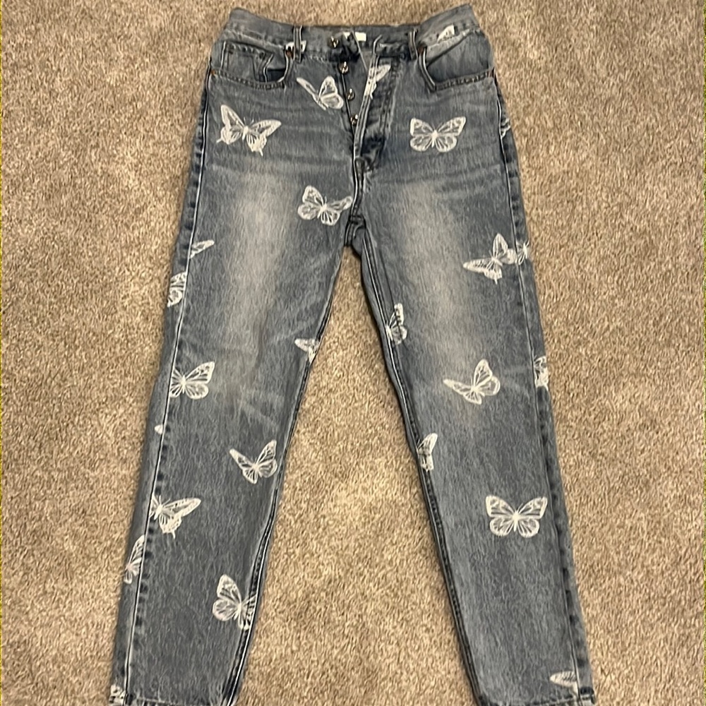 Pacsun Butterfly Jeans Light Wash 5 Buttons